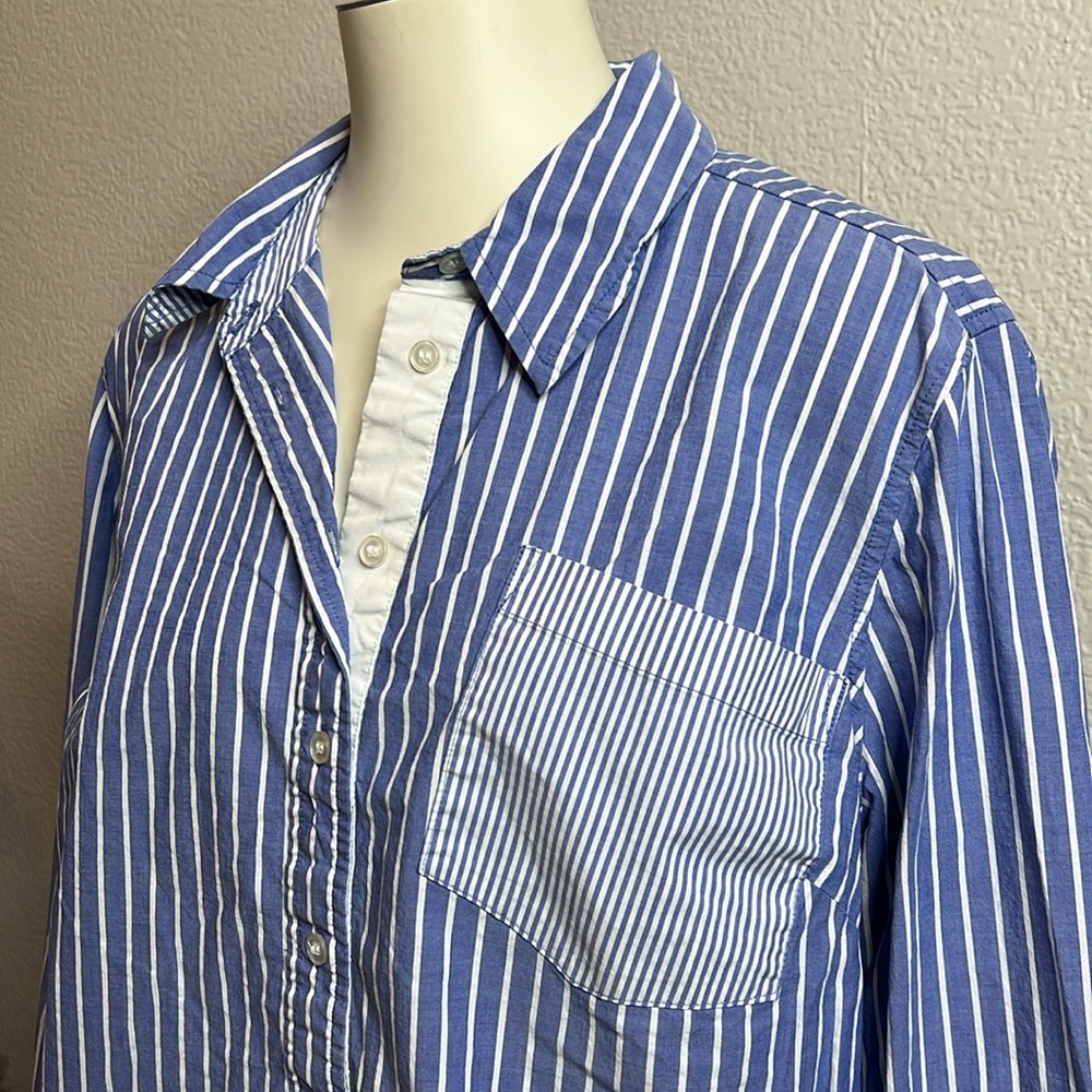 Lane Bryant Blue Striped Button-Up Shirt - Size 16
